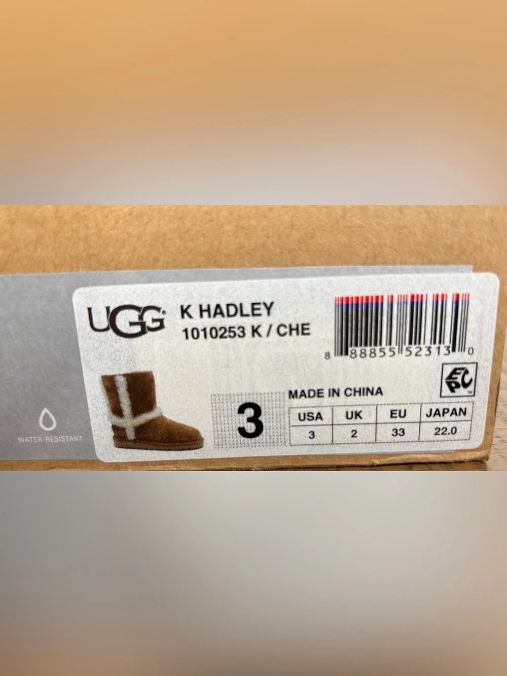UGG Kids Hadley Boots Chestnut Suede Shearling Mid Calf Size 3 Kids